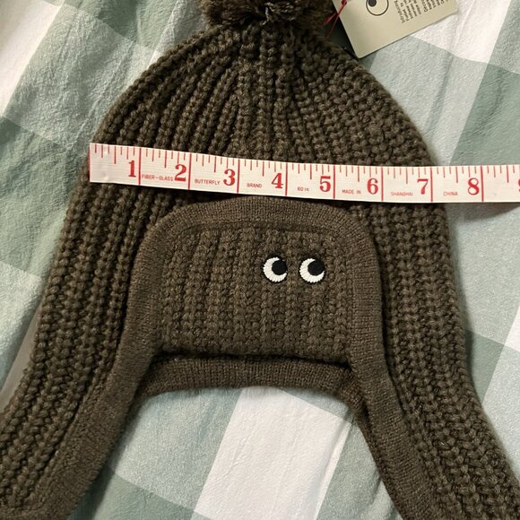 NWT Uniqlo x Anya Hindmarch Heattech Knitted Cap Kids S Green Trapper Hat - Picture 6 of 7